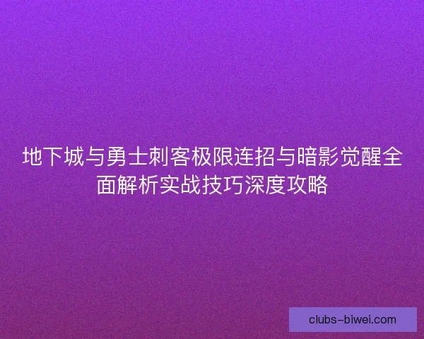 地下城与勇士刺客极限连招与暗影觉醒全面解析实战技巧深度攻略 地下城与勇士刺客极限连招与暗影觉醒全面解析实战技巧深度攻略